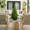 45" UV Resistant Artificial Cedar Tree in White Tower Planter (Indoor/Outdoor)